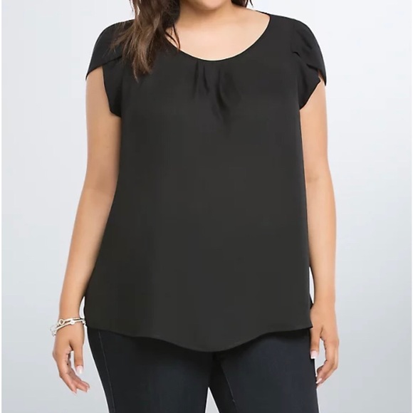 torrid Tops - LAST CHANCE - Torrid Black Tulip Sleeve Keyhole-back Top